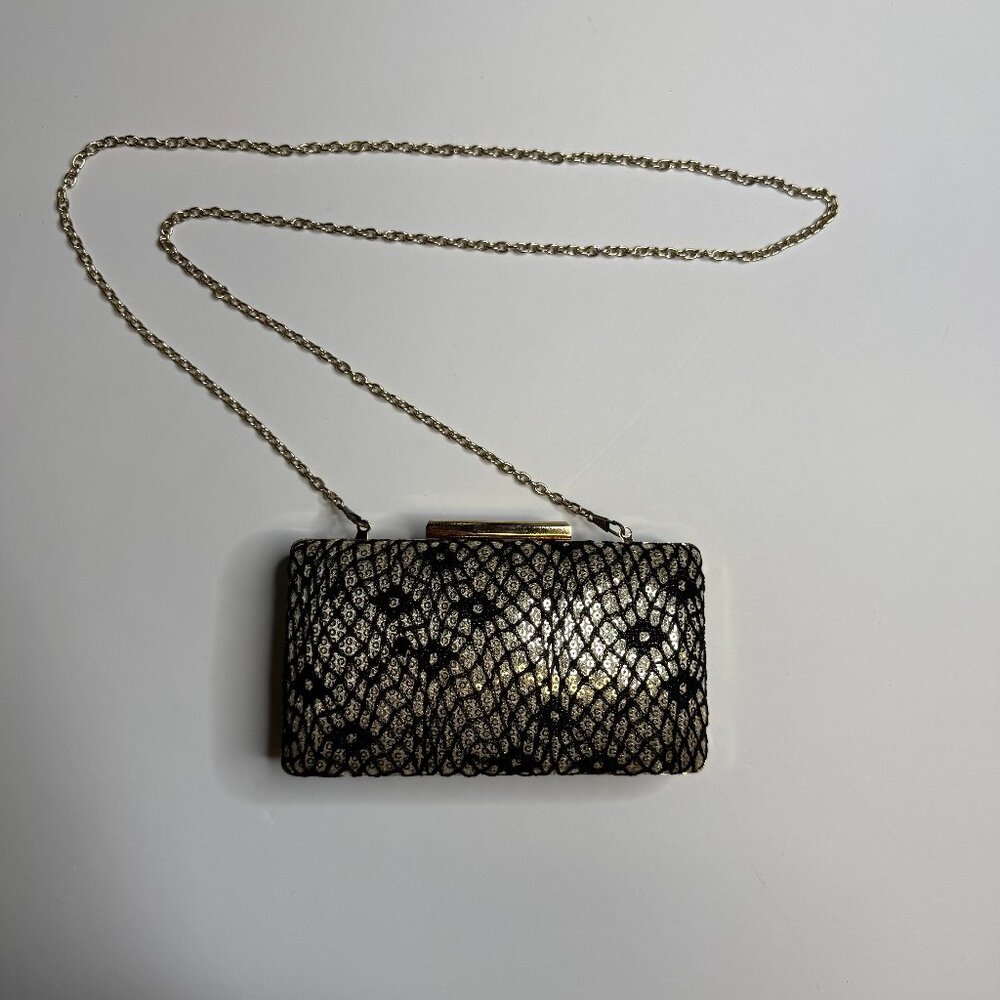 Tasha Black Silver Sequin Evening Chain Purse